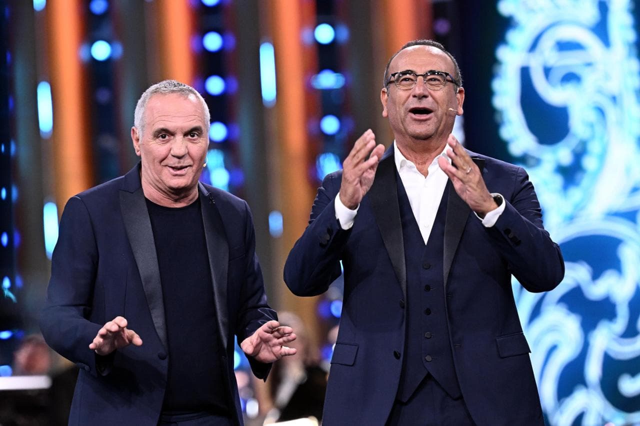 L'attore con Carlo Conti