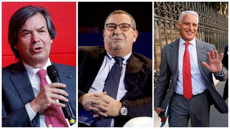 Da sinistra: Carlo Messina, Giuseppe Castagna e Andrea Orcel
