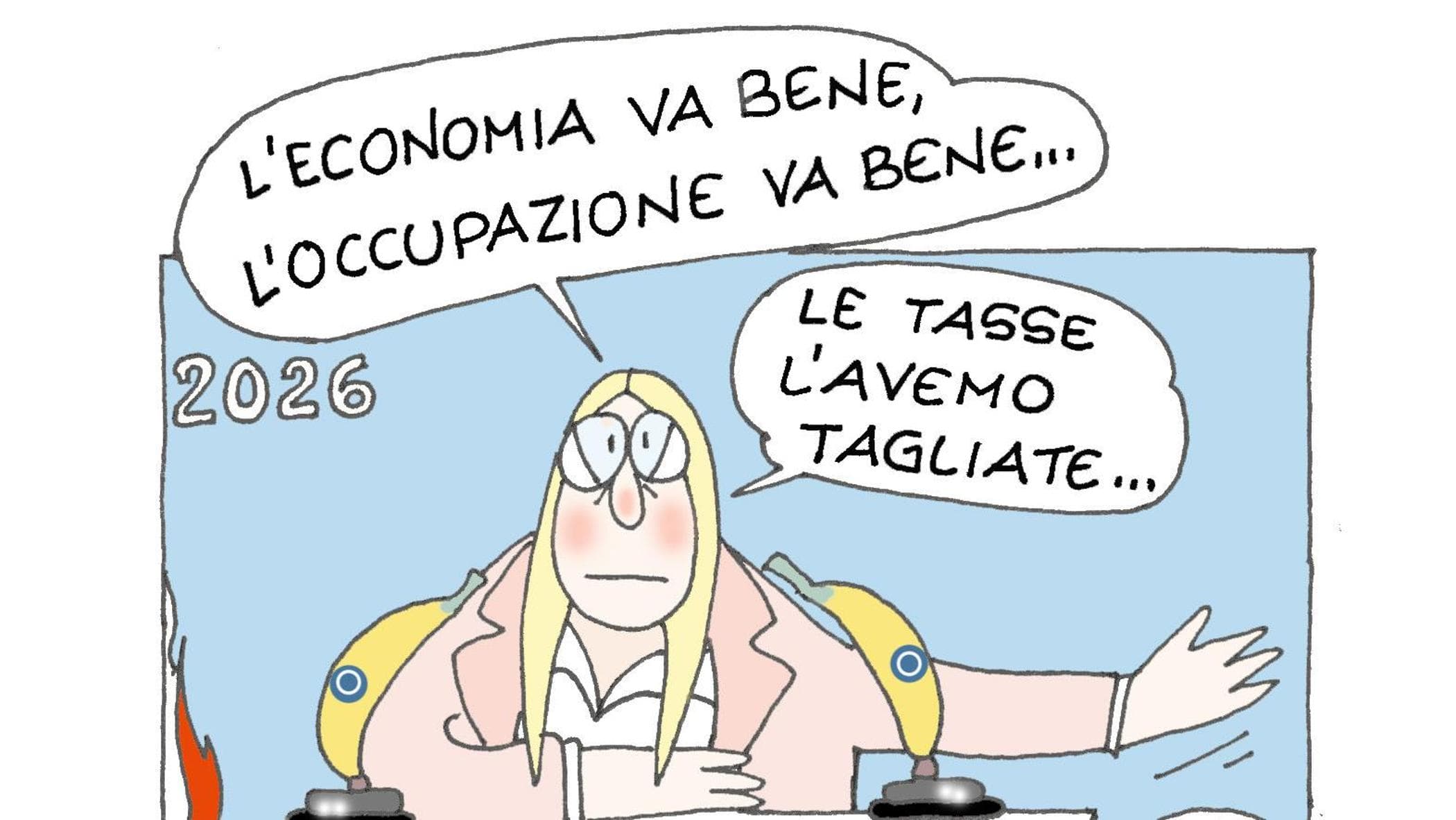 Meloni, l’economia e l’IA: la vignetta di Ellekappa