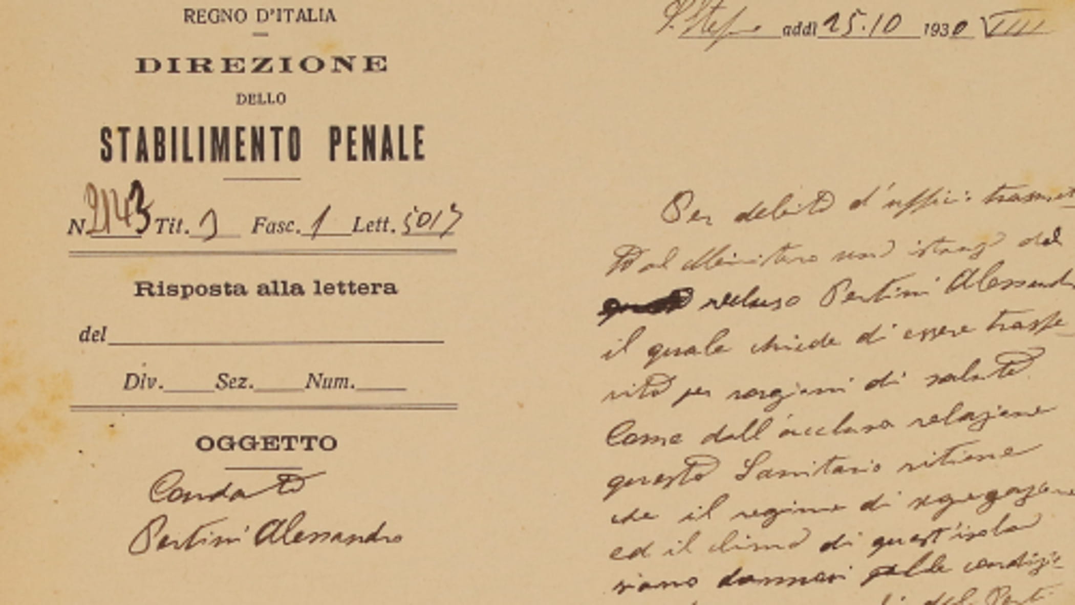 “Pertini sta male”, lettera al regime e altre storie: online le carte dal carcere di Santo Stefano