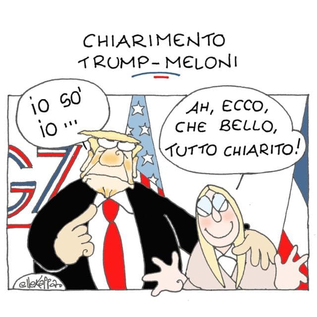 Anteprima: L’incontro tra Trump e Meloni nella vignetta di Ellekappa