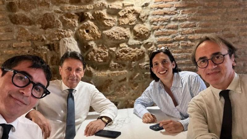 I leader di Pd, M5s, Avs: Elly Schlein, Giuseppe Conte, Nicola Fratoianni e Angelo Bonelli in una foto postata sui loro profili Instagram

