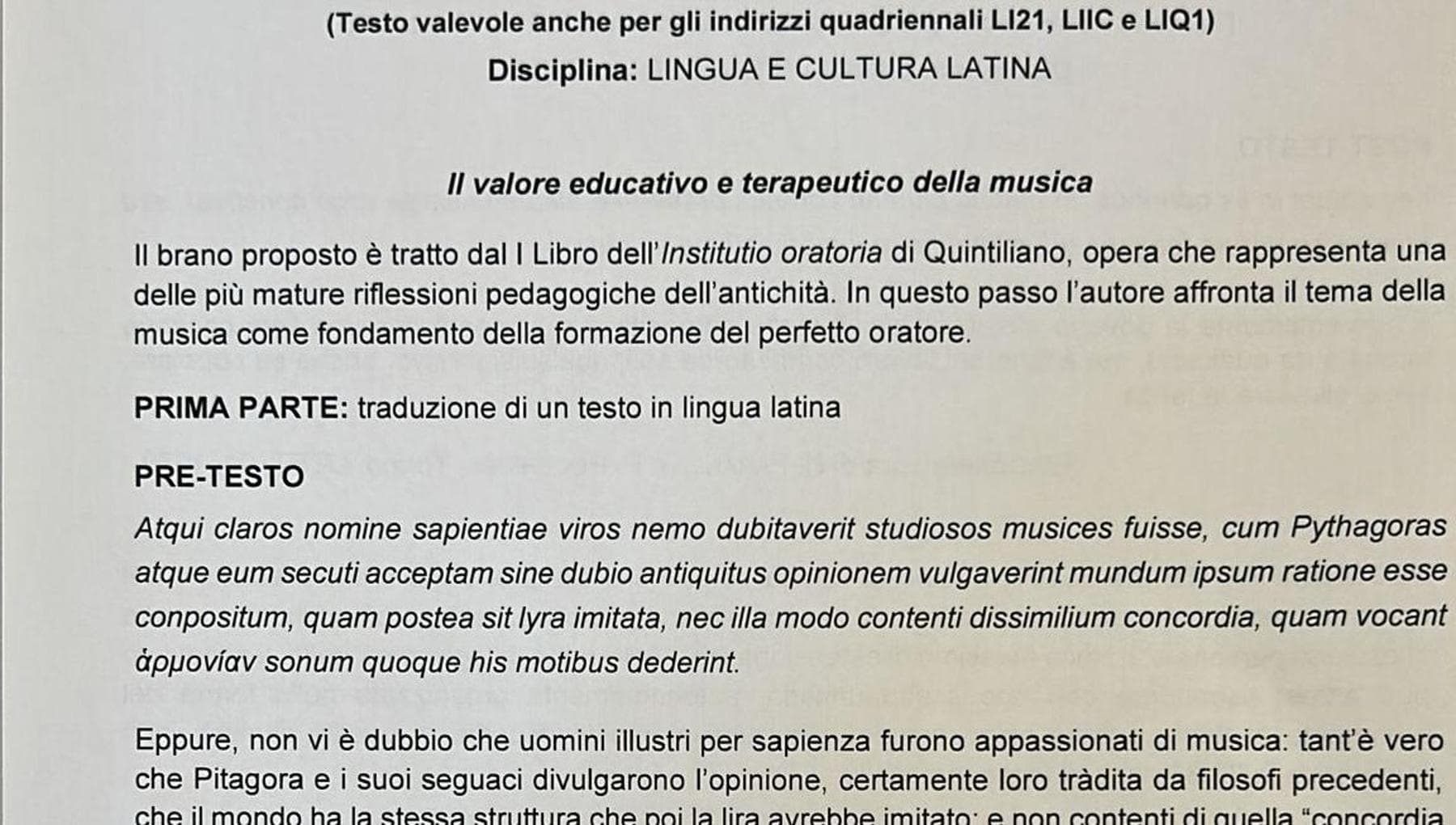 Latino alla Maturità, ecco il testo della versione di Quintiliano