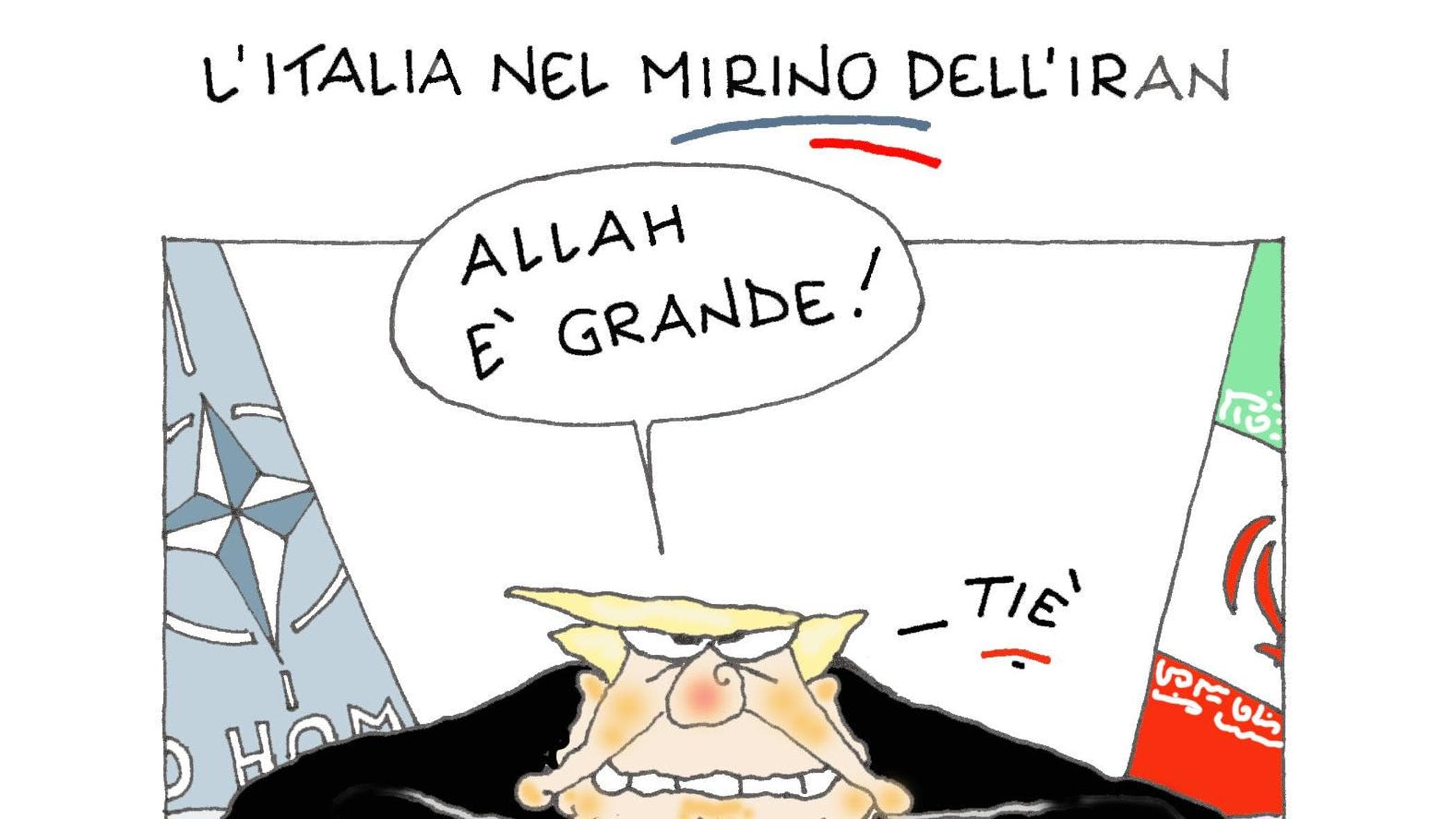 La vignetta di Ellekappa: Trump e le minacce dell’Iran