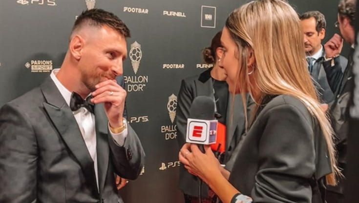 Sofia Martinez intervista Messi alla cerimonia del Pallone d'Oro