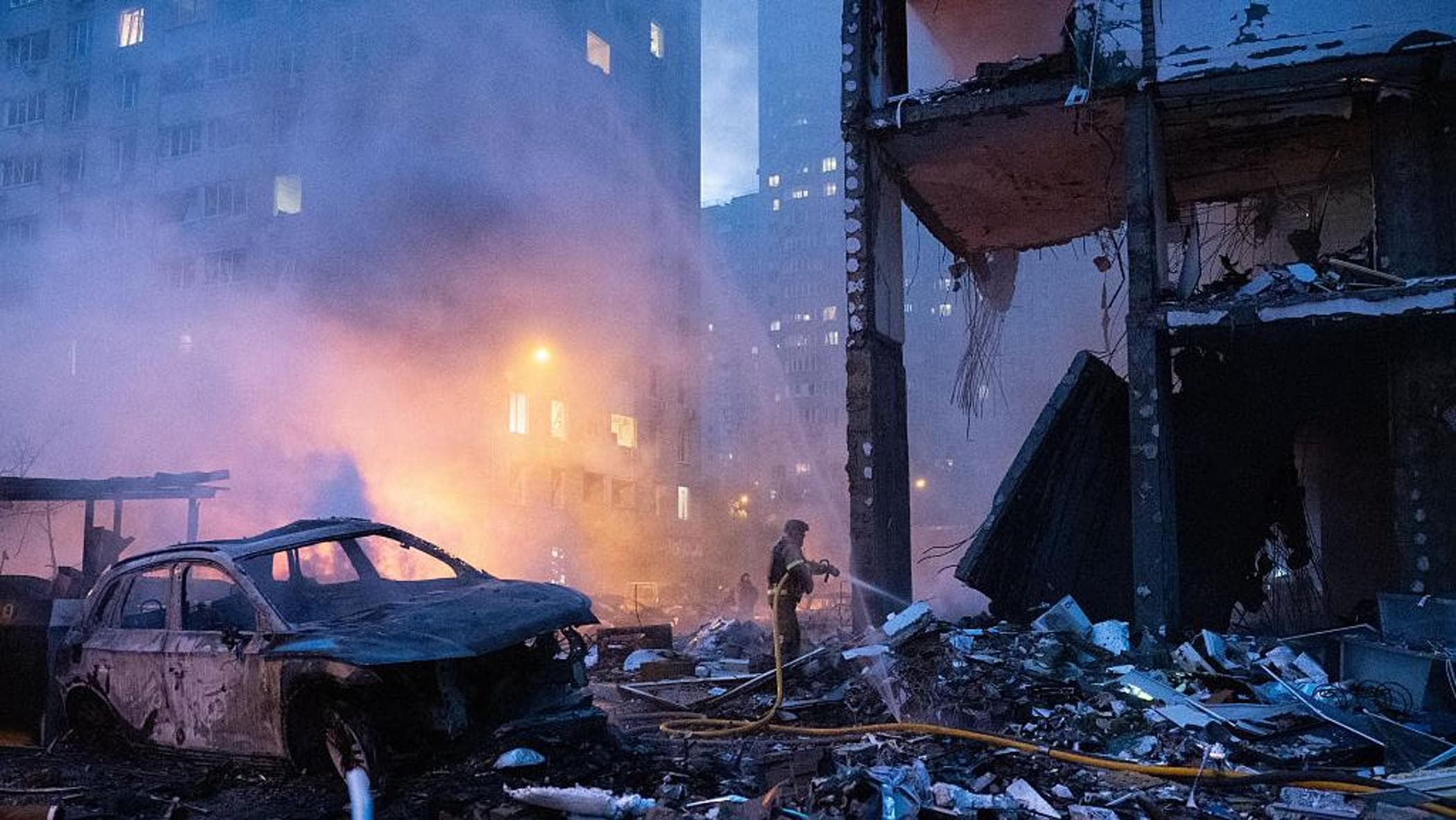 Serie explosies schudt Kiev door Russische raketaanvallen