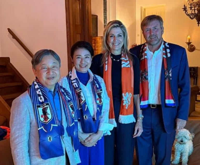Maxima e Willem-Alexander d'Olanda con i reali di Giappone