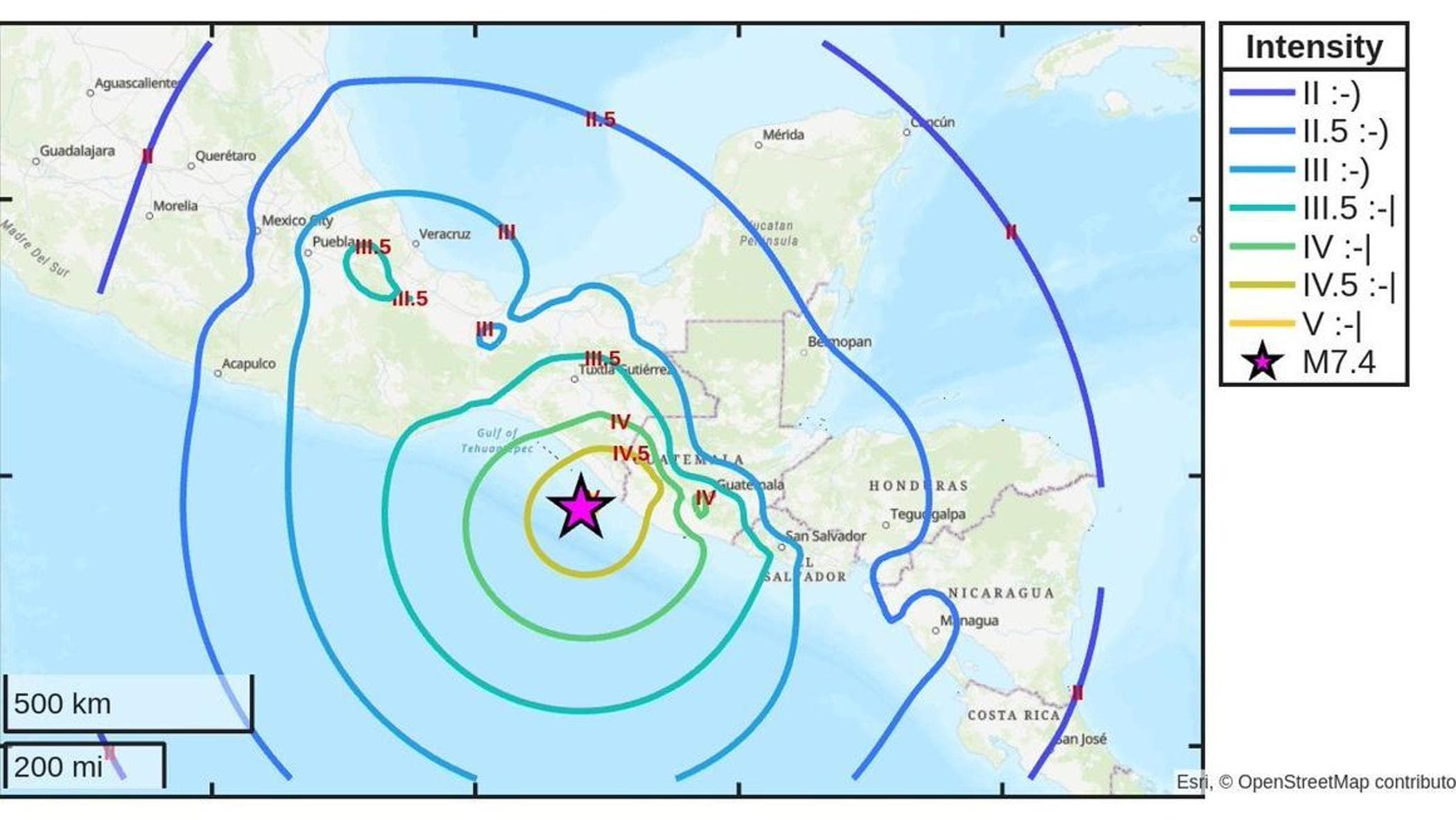 Meksika'nın güneyinde 7.4 büyüklüğünde deprem, merkez üssünden 300 kilometreye kadar tsunami riski