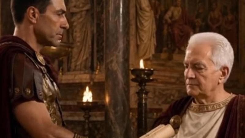 In un video realizzato con l'IA Roberto Vannacci mascherato da condottiero romano intercede con un finto Sergio Mattarella per la grazia a Mario Roggero