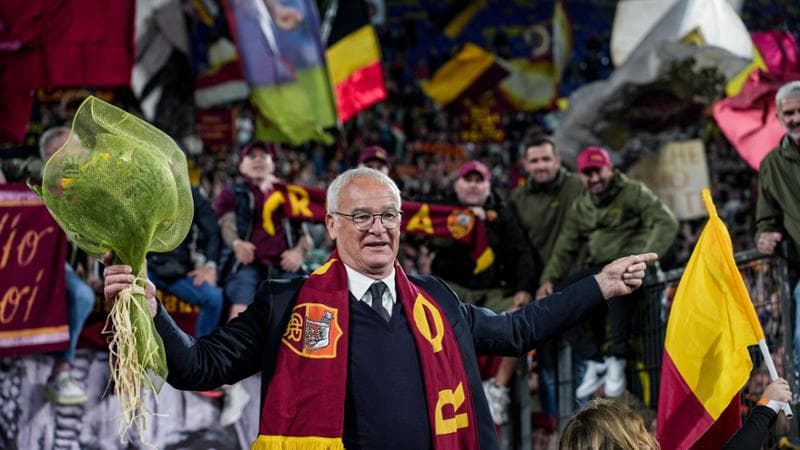 Ranieri celebrato a Roma a maggio 2025 all'ultima panchina all'Olimpico