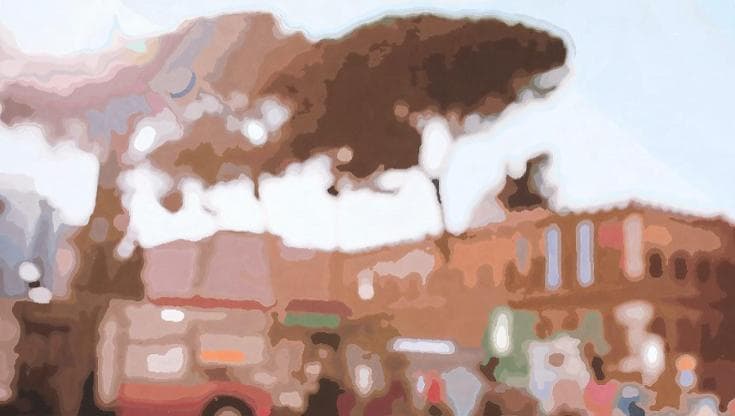 Bus Stop, 2024 - gouache su carta 150x100