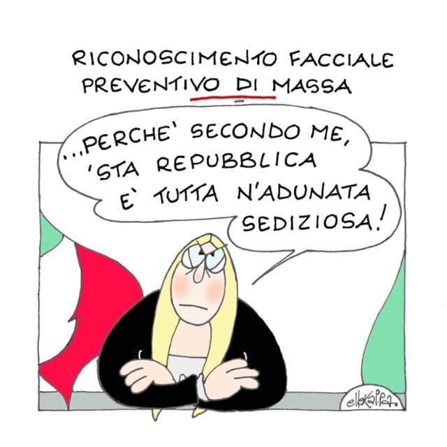 Anteprima: La vignetta di Ellekappa: Meloni e il riconoscimento facciale