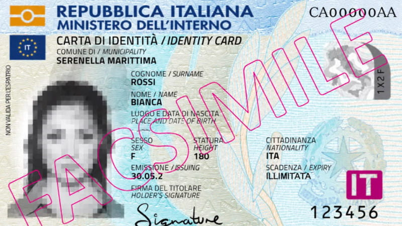 Il fac simile della carta d'identità "illimitata"