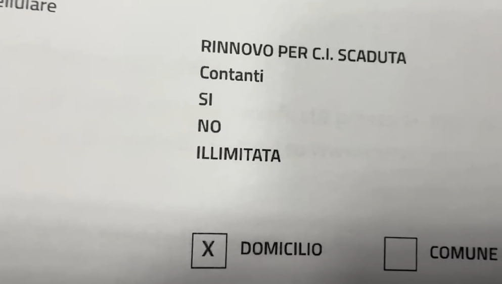ECCO IL MODULO COMPILATO PER LA PRIMA CARTA "ILLIMITATA": E' STATA RILASCIATA A SAVONA, ALLA SIGNORA GABRIELLA