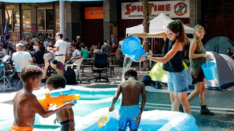 Roma, 5 agosto: il presidio davanti a Spin Time