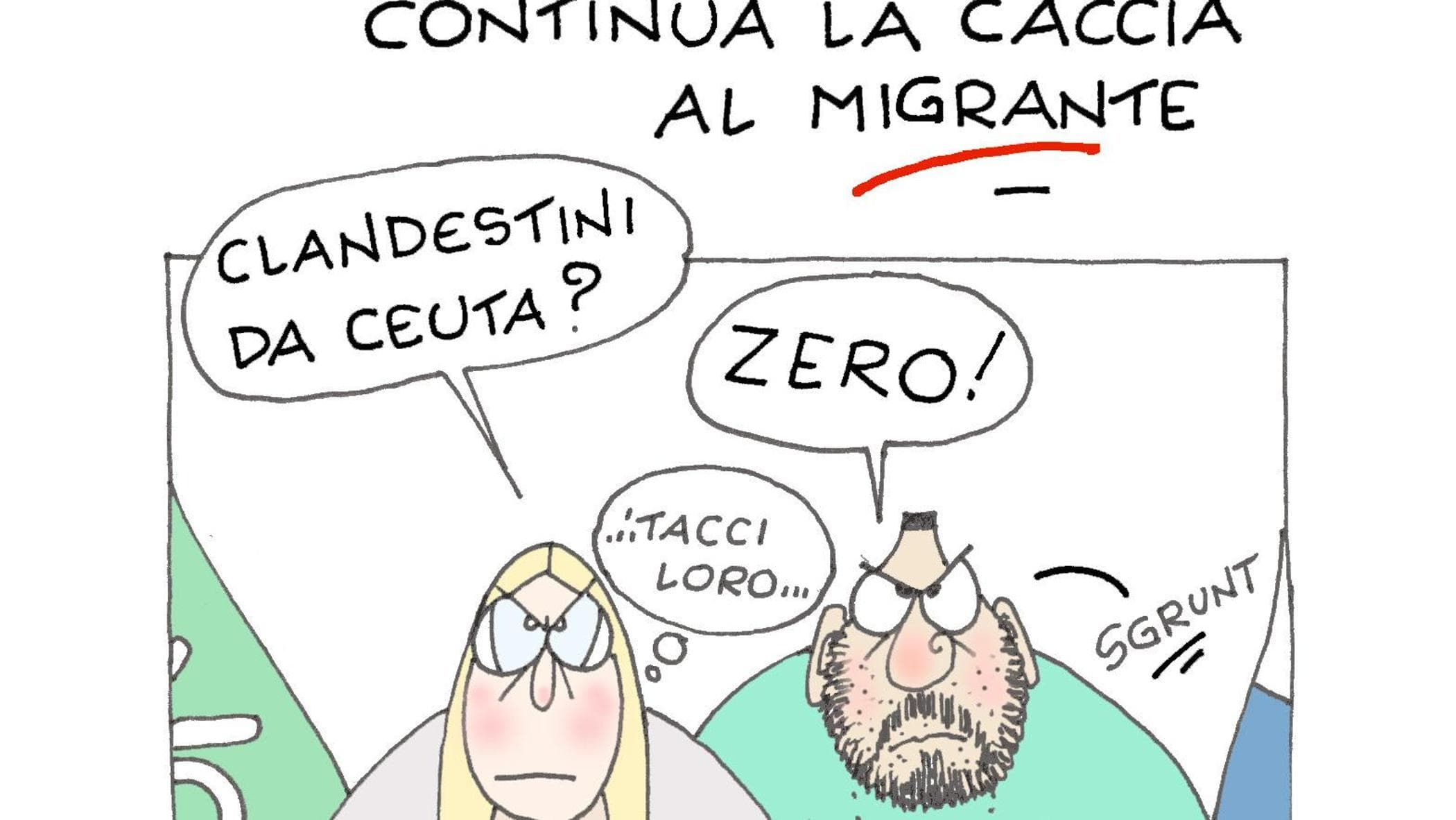La vignetta di Ellekappa: caccia al migrante