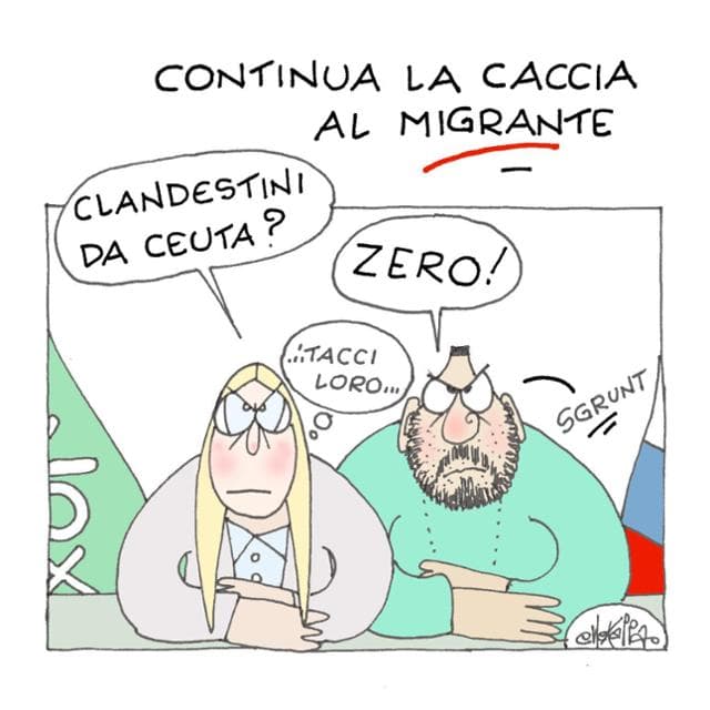 Anteprima: La vignetta di Ellekappa: caccia al migrante