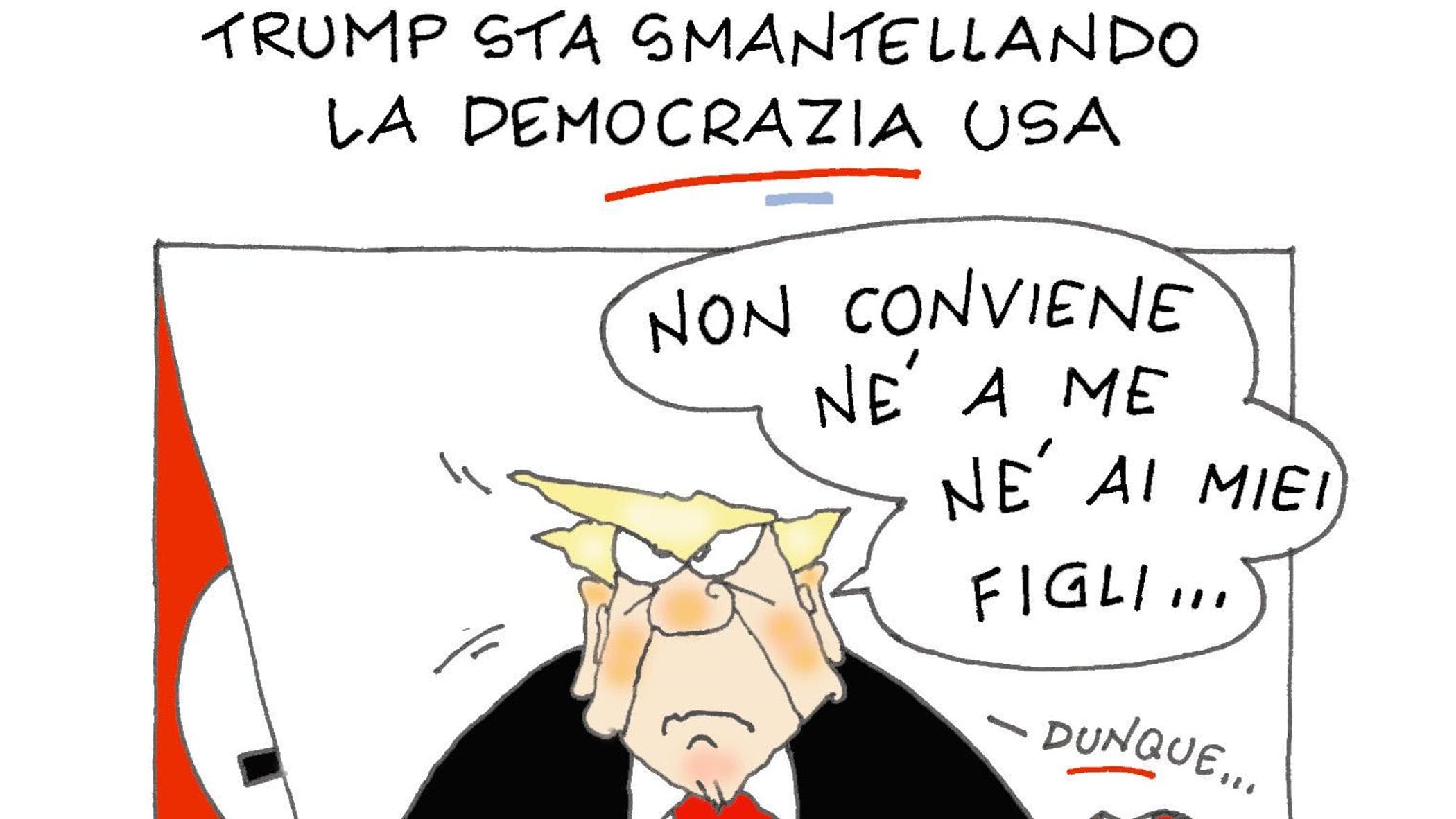 Trump e la democrazia: la vignetta di Ellekappa