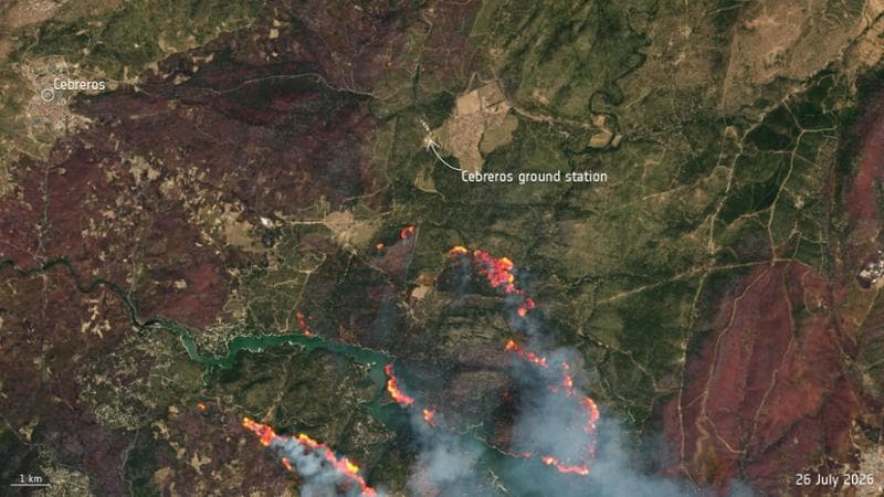 Gli incendi vicino Cebreros, in Spagna, dove si trova una stazione dell'Esa