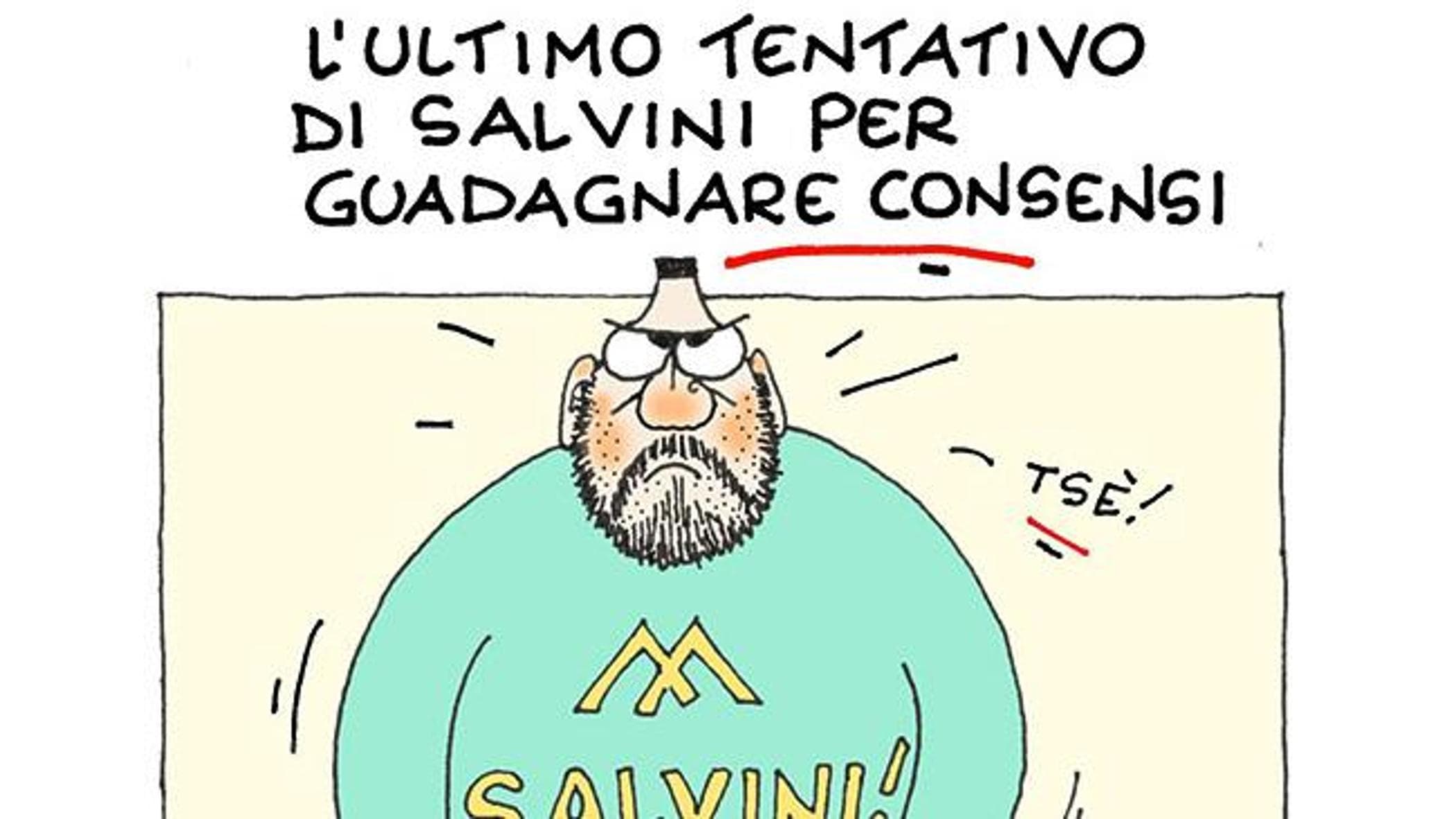 Salvini e il consenso: la vignetta di Ellekappa