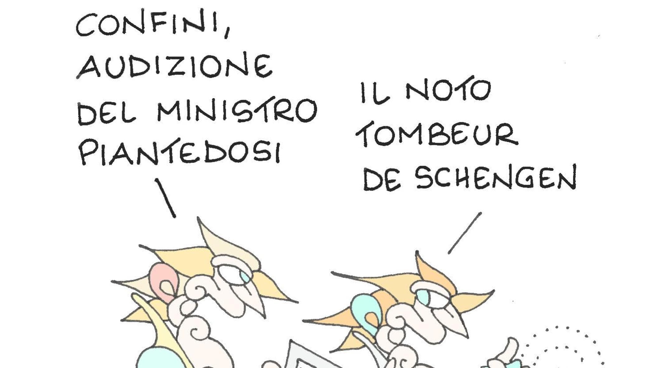 Piantedosi e i confini: la vignetta di Ellekappa