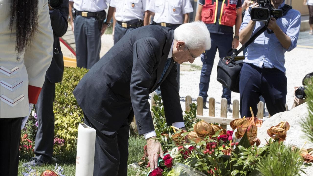 Il presidente Sergio Mattarella ad Amatrice nel 2017