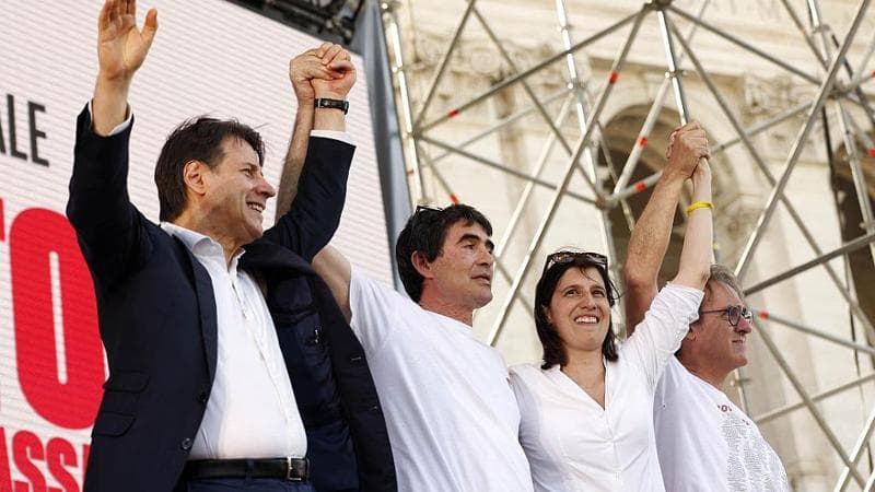 Giuseppe Conte, Nicola Fratoianni, Elly Schlein e Angelo Bonelli