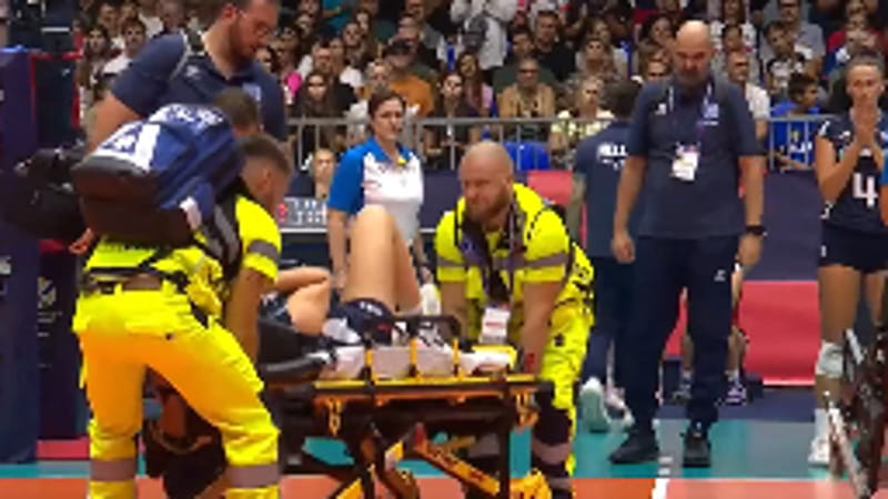Infortunio shock agli Europei femminili di volley durante il quarto Serbia-Grecia