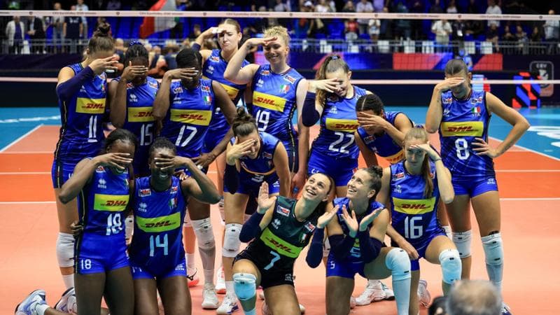 L'esultanza delle azzurre dopo la vittoria sulla Svezia
