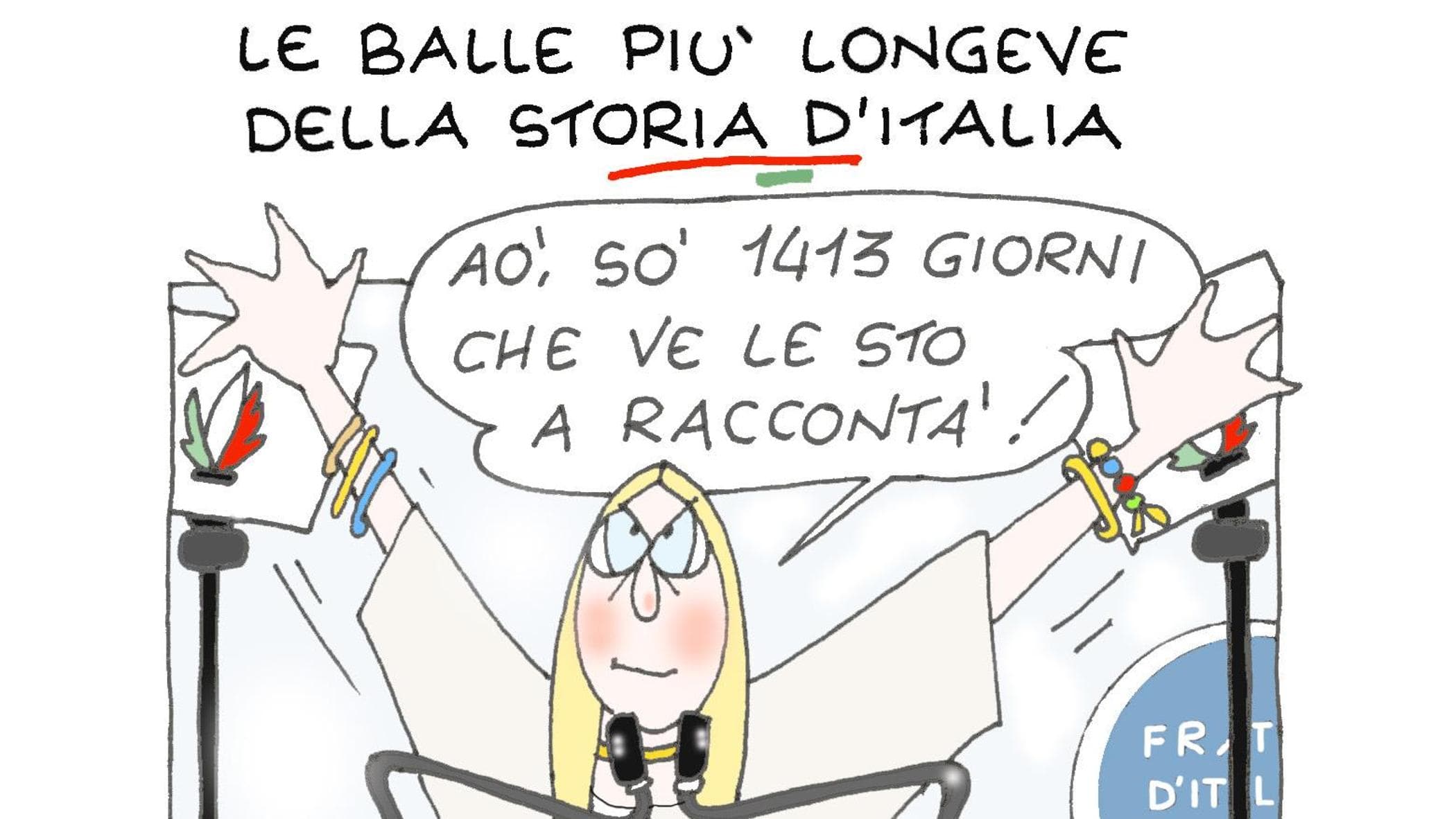 La festa di Meloni a Bari nella vignetta di Ellekappa