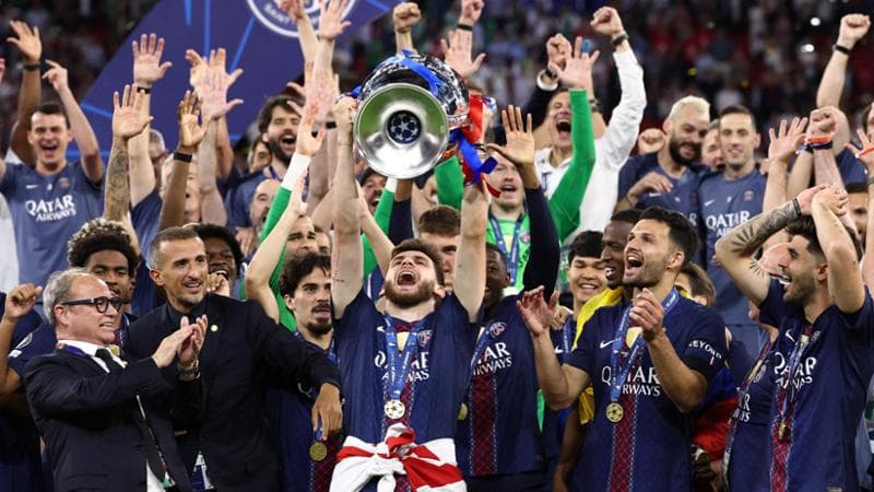 Il Psg festeggia la vittoria della Champions