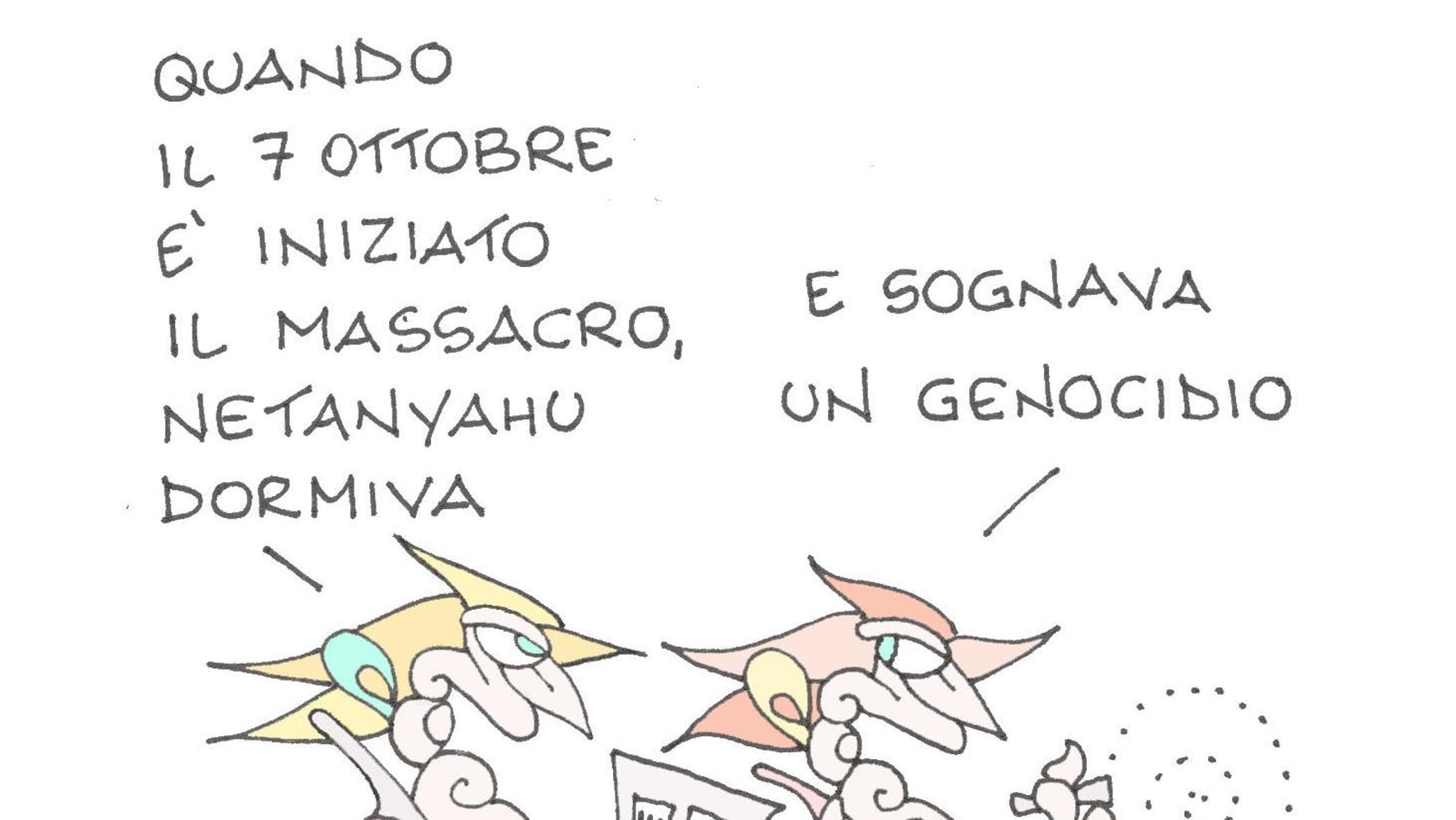 Il sogno di Netanyahu. La vignetta di Ellekappa