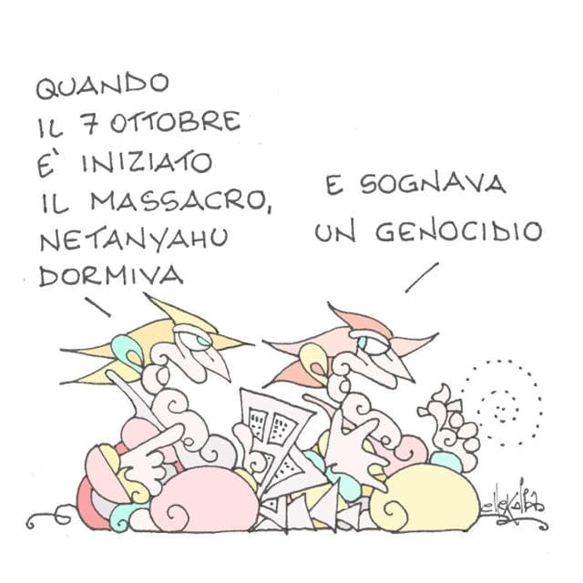 Anteprima: Il sogno di Netanyahu. La vignetta di Ellekappa