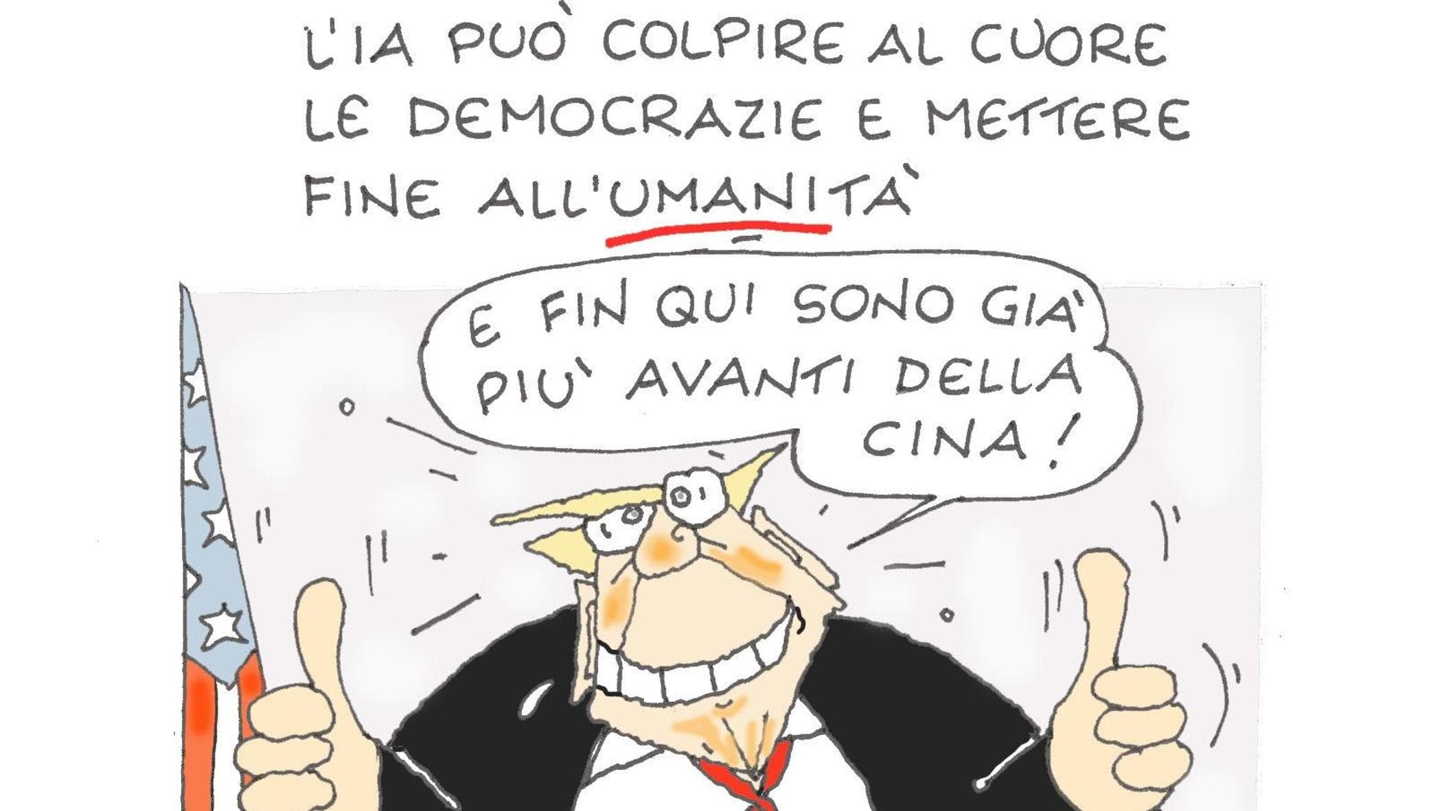 Il senso di Trump per l’IA nella vignetta di Ellekappa