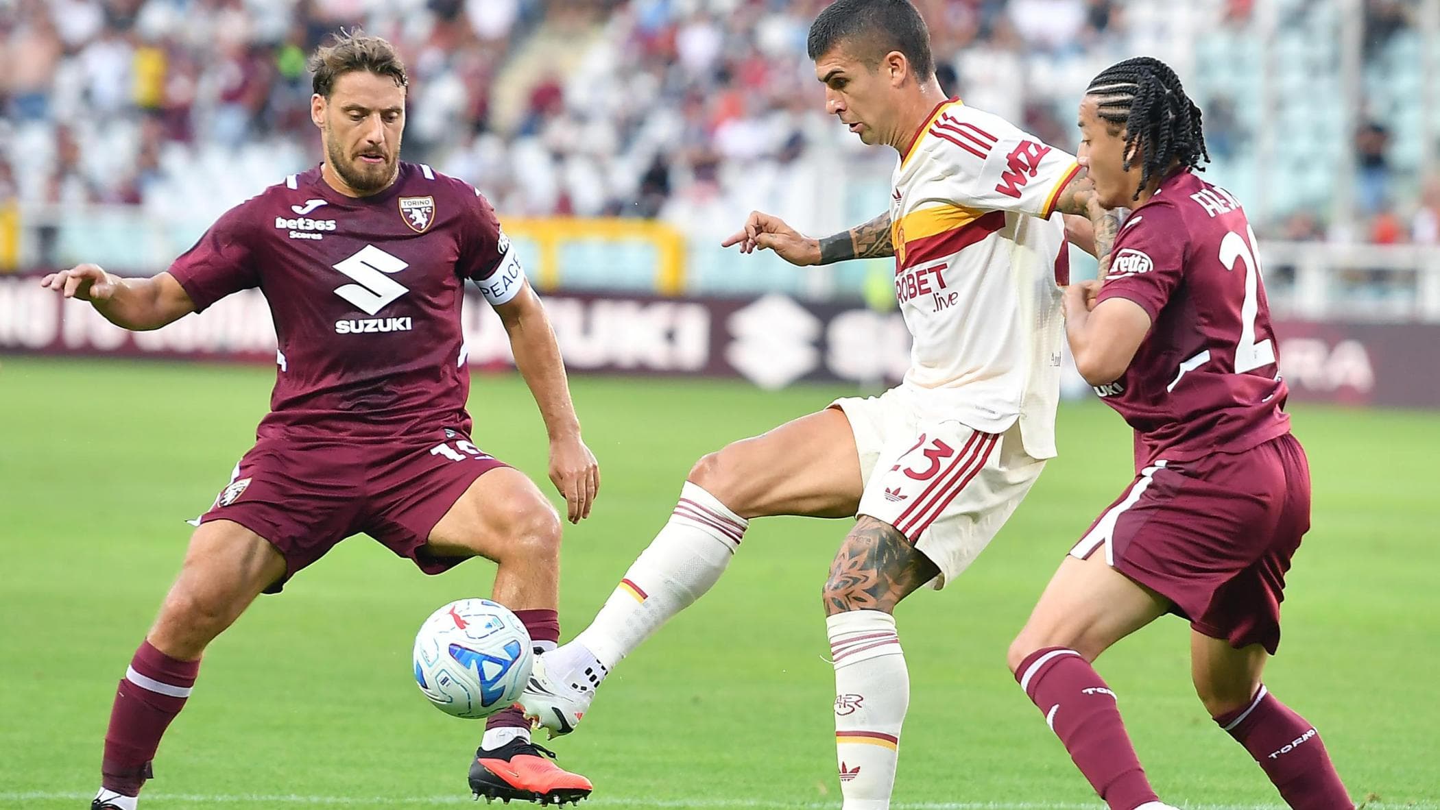 Le pagelle di Torino-Roma: Vlasic lotta ma è poco concreto, Mancini da vero leader