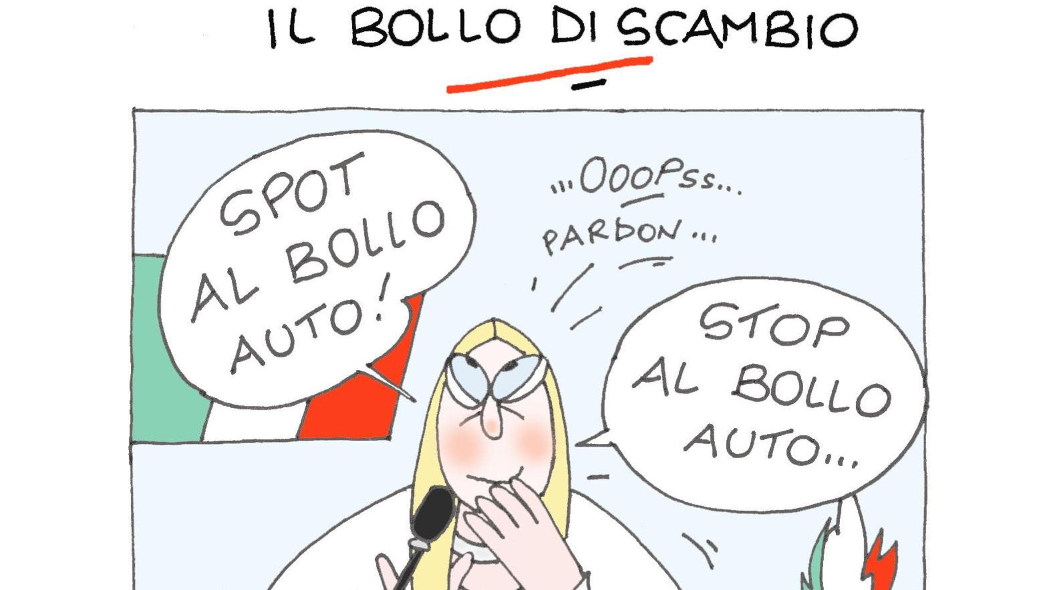 Il bollo auto di Meloni: la vignetta di Ellekappa