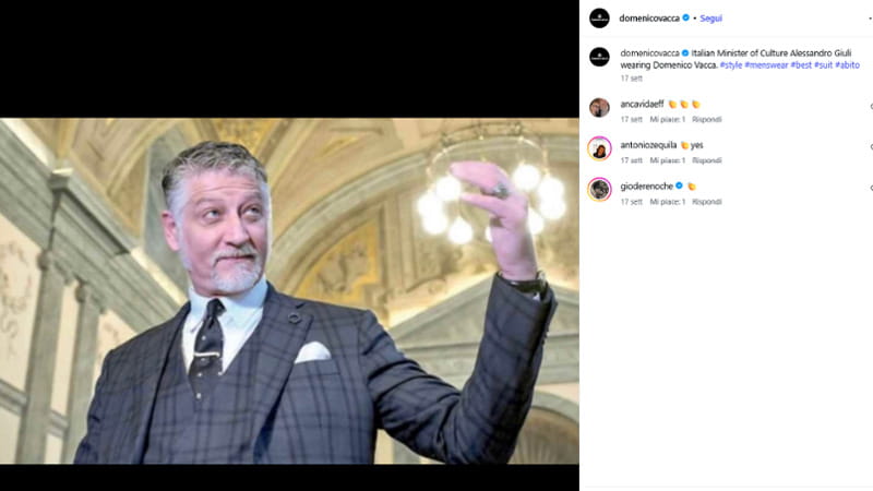 Dalla sartoria al ministero, Giuli assume il suo stilista come consigliere per il cinema