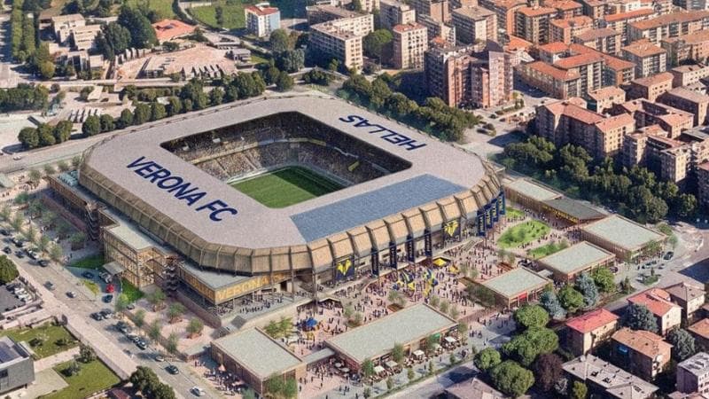 Il render del nuovo stadio del Verona