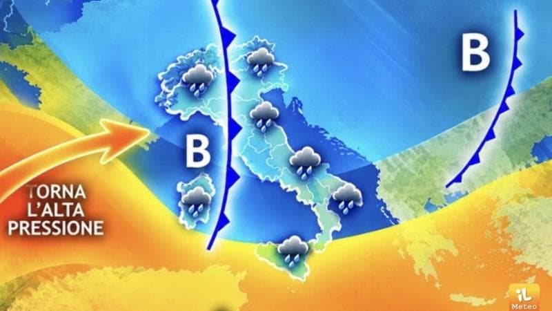 Previsioni meteo, perturbazioni in transito con piogge e locali temporali. Calo delle temperature