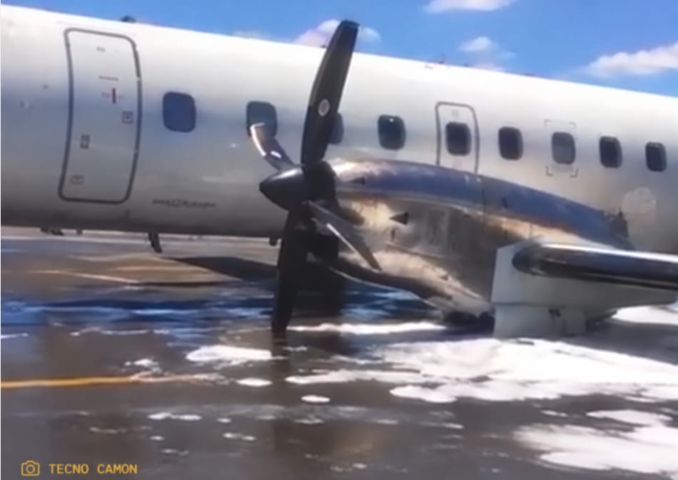L'Embraer dopo l'atterraggio
