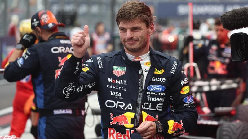 Max Verstappen festeggia la vittoria