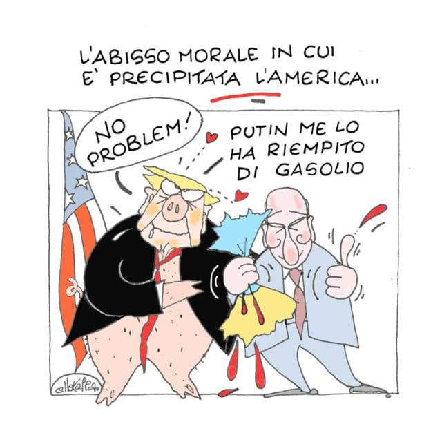 Anteprima: Trump, Putin e il gasolio: la vignetta di Ellekappa