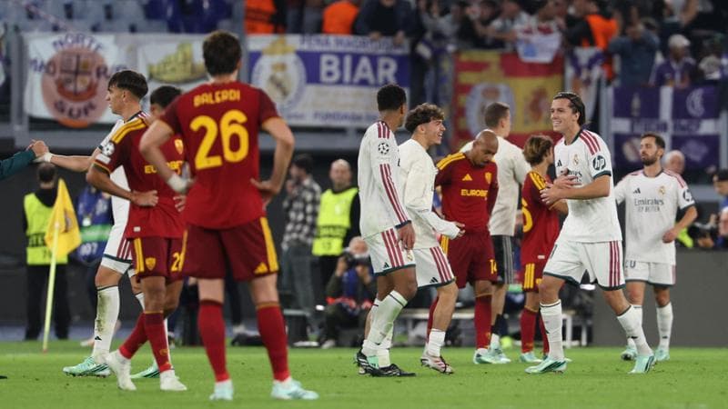 La gioia dei giocatori del Real Madrid a fine partita