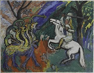 Drachenkampf (Combat du dragon), Gabriele Münter (1913)
