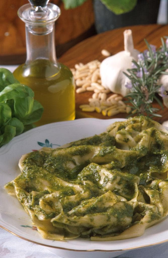 Lasagne with pesto, Camogli, Liguria, Italy