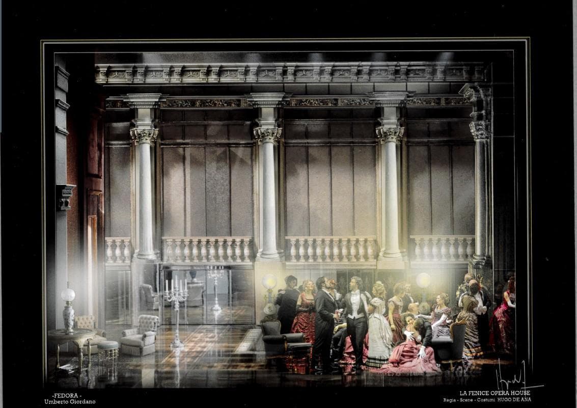 Venice’s La Fenice opera house will open its season in mid-November with Umberto Giordano’s Fedora. Pictured: a set design sketch.