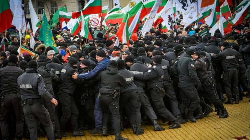 Protest against green certificates and vaccinations in Sofia, Bulgaria (2022)