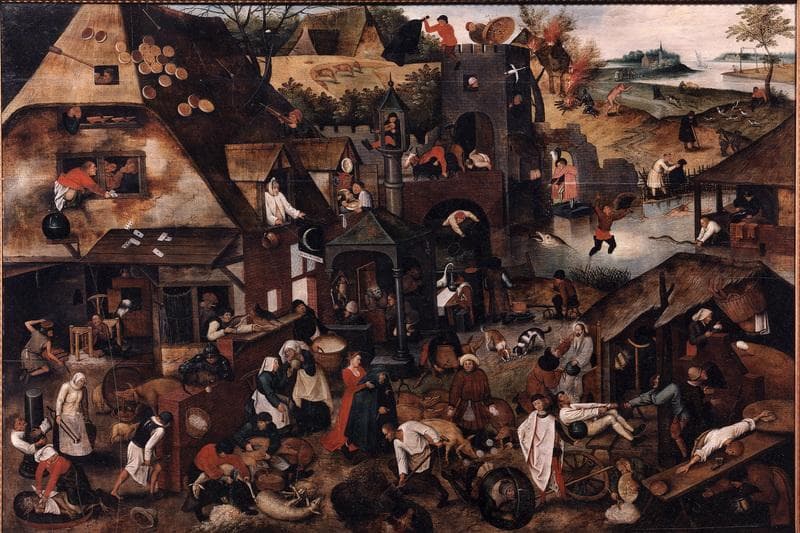 Pieter Brueghel the Younger, Proverbs, 1606–1607. Oil on panel. Lier, Stadsmuseum