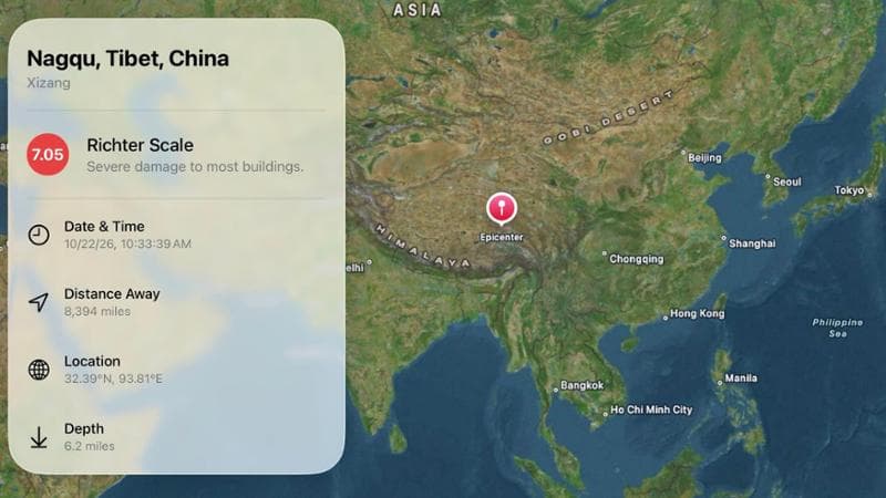 Tibet, terremoto di magnitudo 7