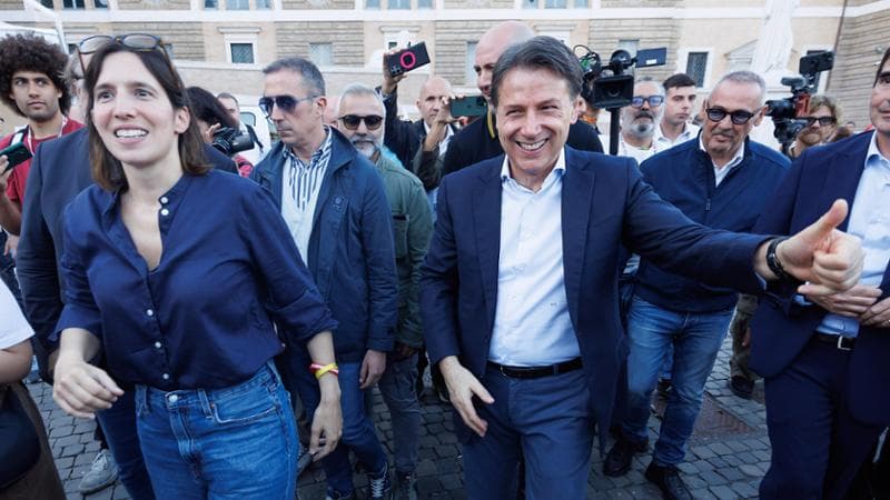 Roma, 17 ottobre: Elly Schlein e Giuseppe Conte